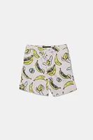 Short de plage imprimé bananes et squelettes Arsenic junior