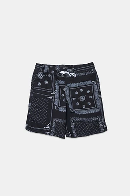 Arsenic Youth B&W Bandana Print Beach Shorts
