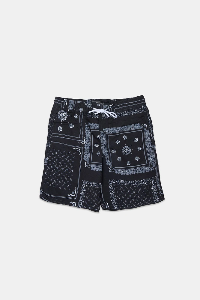 Short de plage imprimé bandana noir et blanc Arsenic junior