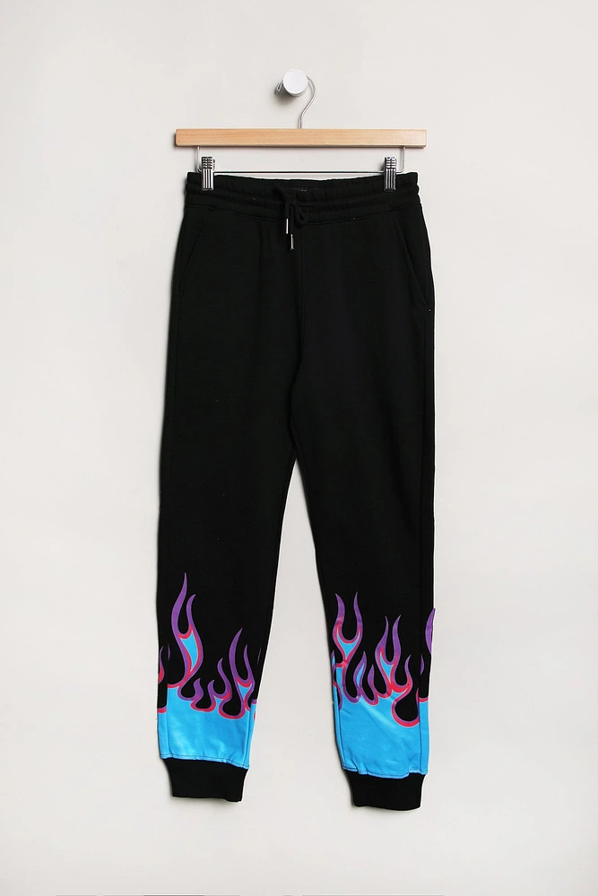 Arsenic Youth Flame Print Fleece Jogger