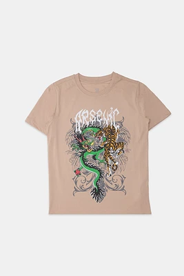 T-shirt imprimé dragon et tigre Arsenic junior