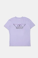 T-shirt coupe boyfriend imprimé Aerosmith