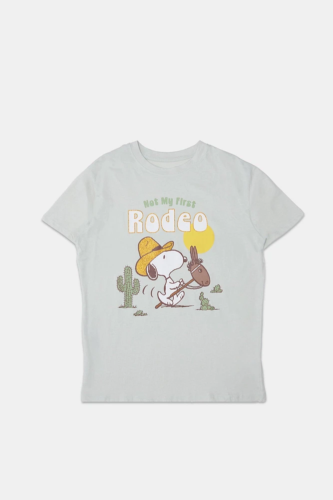 T-shirt coupe boyfriend imprimé Snoopy Rodeo