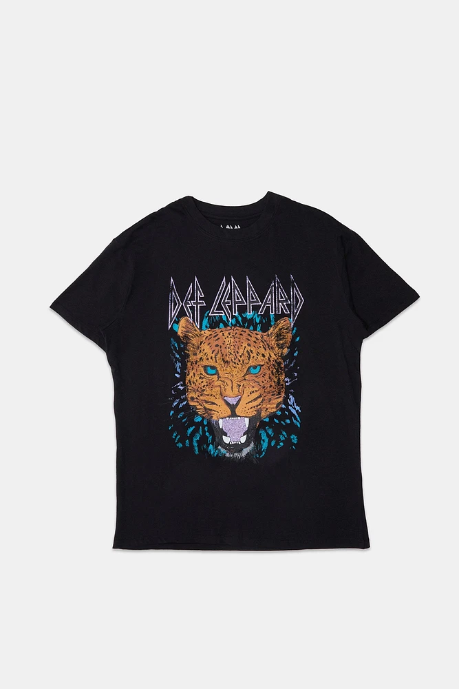 T-shirt coupe boyfriend imprimé Def Leppard