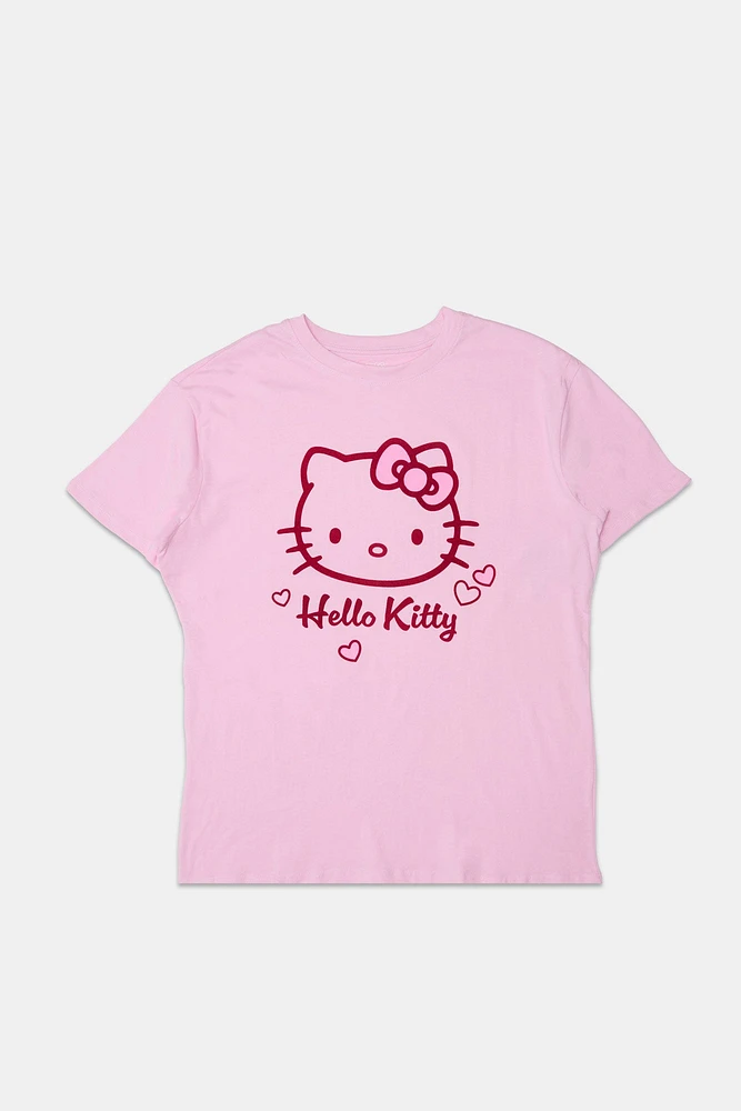 Hello Kitty Face Flocking Boyfriend Tee