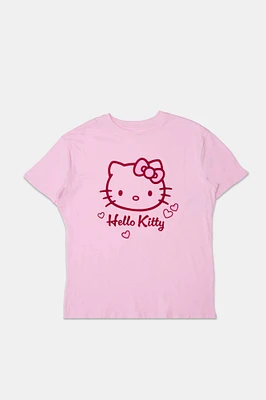 T-shirt coupe boyfriend imprimé visage Hello Kitty