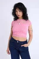 Lace Cap Sleeve Cropped Top