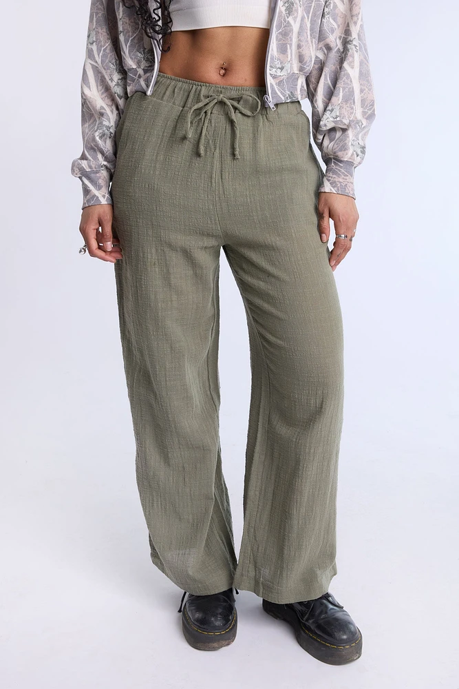 Cotton Gauze Wide Leg Pant