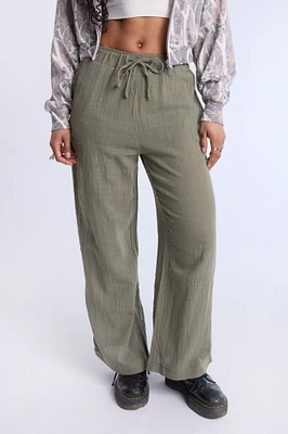 Cotton Gauze Wide Leg Pant