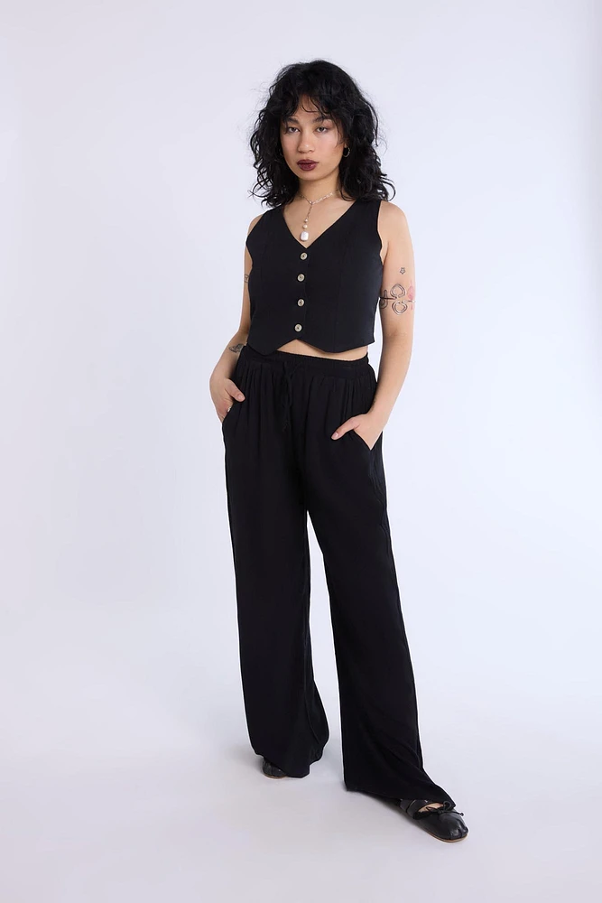 Wide Leg Pant With Drawstring