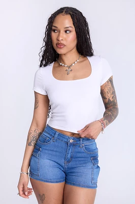 Cropped Square Neck Tee