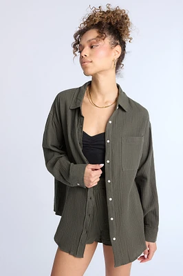 Cotton Gauzy Oversized Button-Up