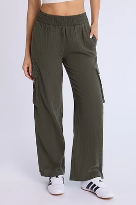 Cotton Gauzy Pull-On Wide Leg Pant