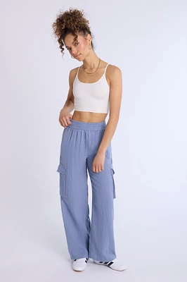 Cotton Gauzy Pull-On Wide Leg Pant