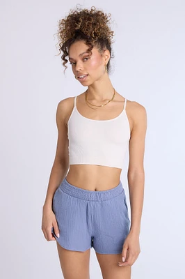 Shorts à enfiler en coton léger avec taille haute