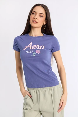 AERO Embroidered Rose Graphic Classic Tee