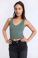 Ribbed Knit V-Neck Tank Top