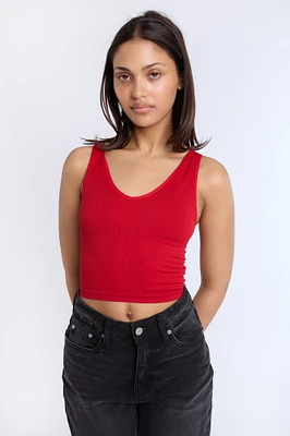 Ribbed Knit V-Neck Tank Top
