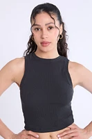 Ribbed High-Neck Tank Top