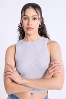 Ribbed High-Neck Tank Top