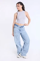 Ribbed High-Neck Tank Top