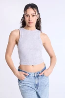 Ribbed High-Neck Tank Top