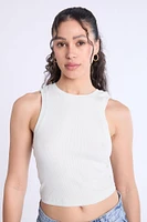 Ribbed High-Neck Tank Top