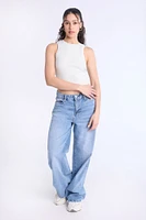 Ribbed High-Neck Tank Top