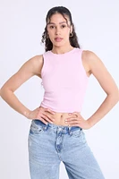 Ribbed High-Neck Tank Top