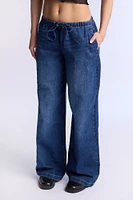 Pull-on Mid-Rise Baggy Jeans