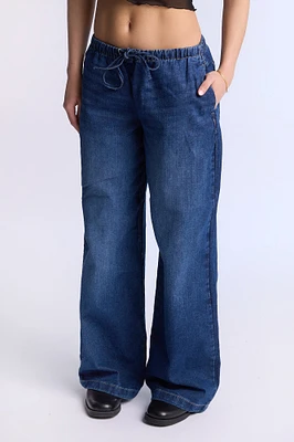 Jean ample mi-taille à enfiler