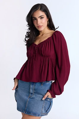 Haut babydoll à manches longues AERO