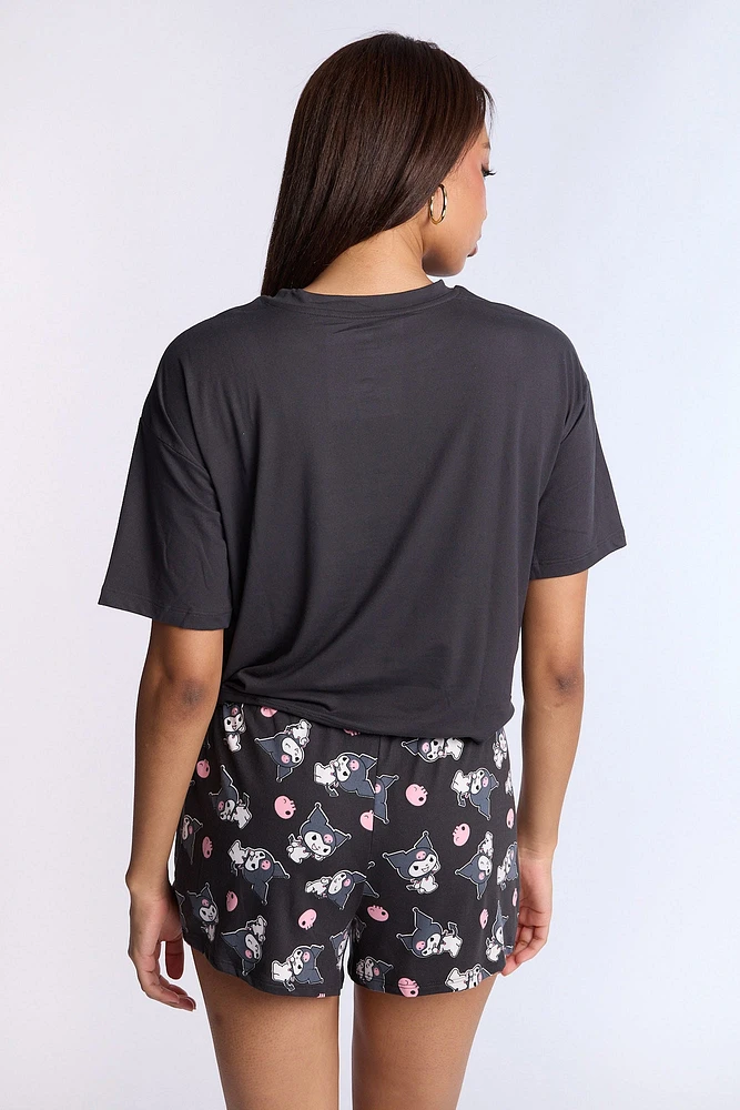 Kuromi 2-Piece Pajama Tee & Short Set