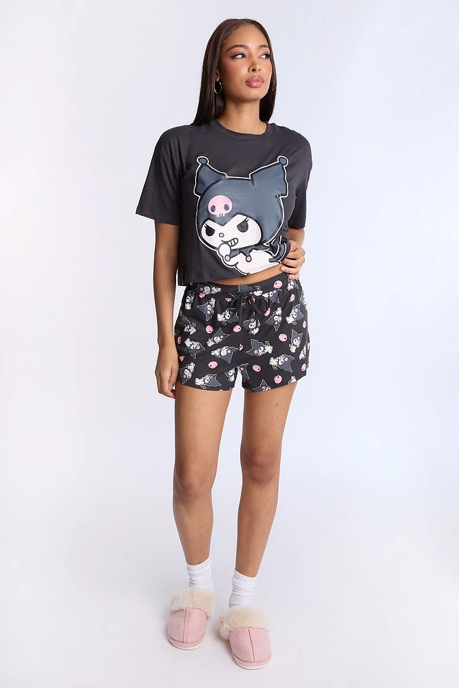 Kuromi 2-Piece Pajama Tee & Short Set