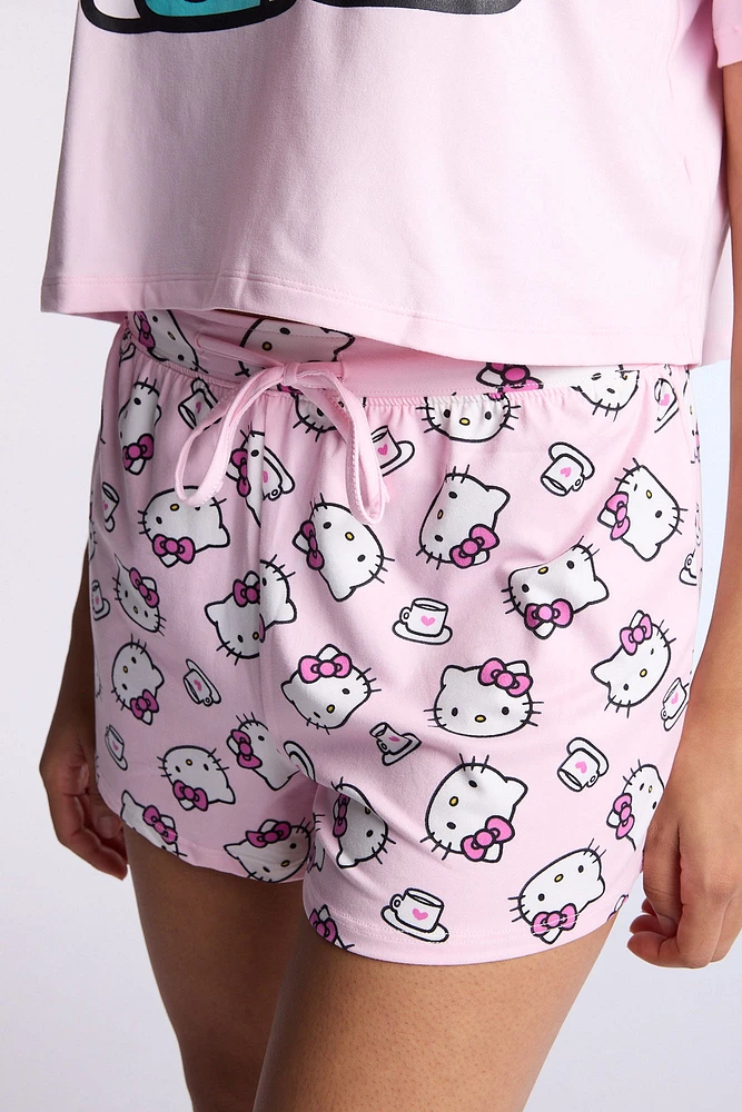 Hello Kitty Coffee 2-Piece Pajama Tee & Short Set