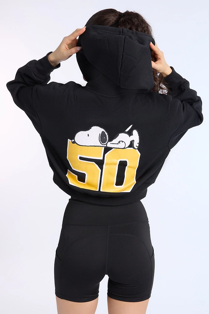 Peanuts 50 Graphic Cropped Hoodie