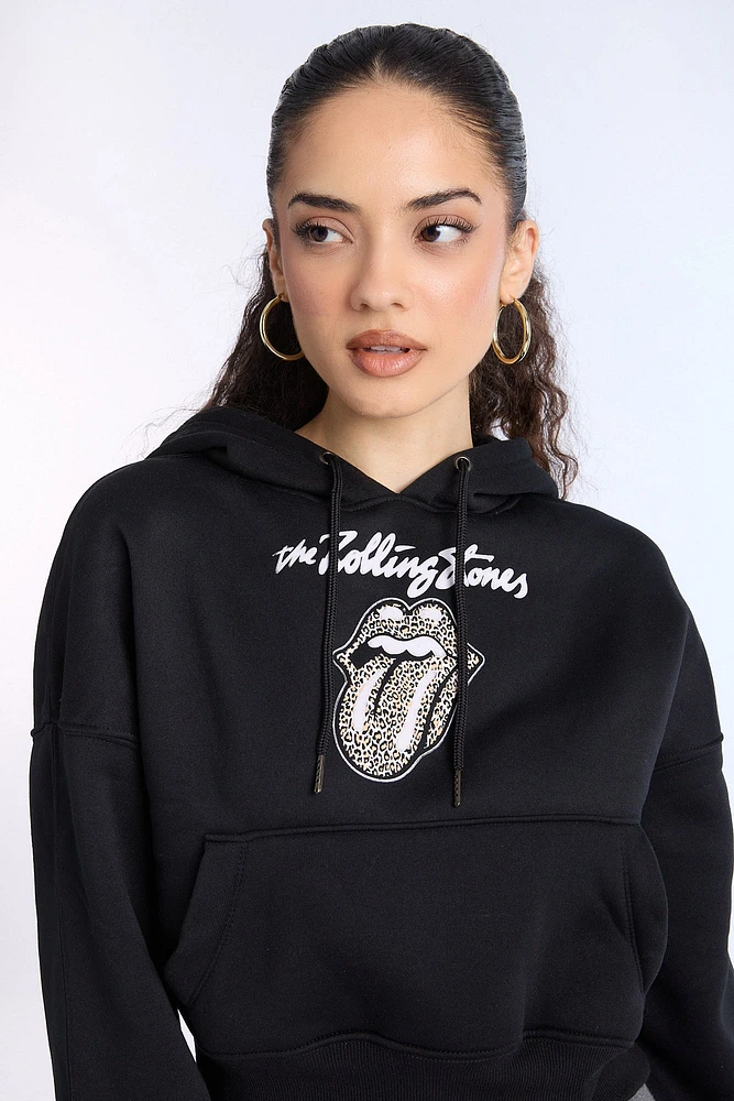 The Rolling Stones Graphic Cropped Hoodie