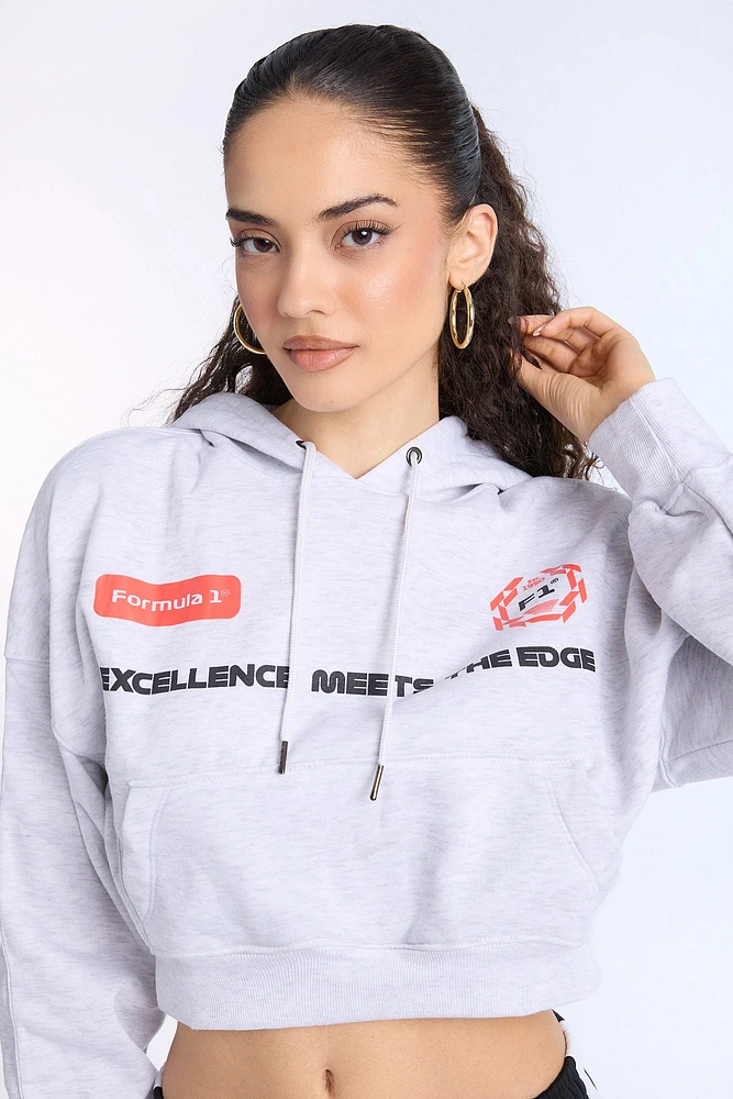 Formula 1 Graphic Cropped Hoodie