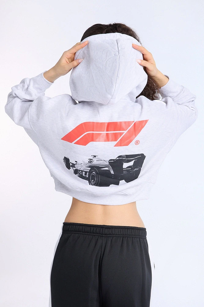 Formula 1 Graphic Cropped Hoodie