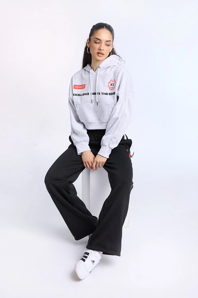 Formula 1 Graphic Cropped Hoodie
