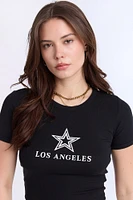 T-shirt court en tricot côtelé AERO