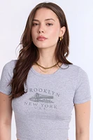 T-shirt court en tricot côtelé AERO