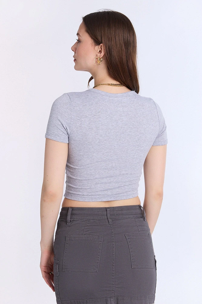 T-shirt court en tricot côtelé AERO