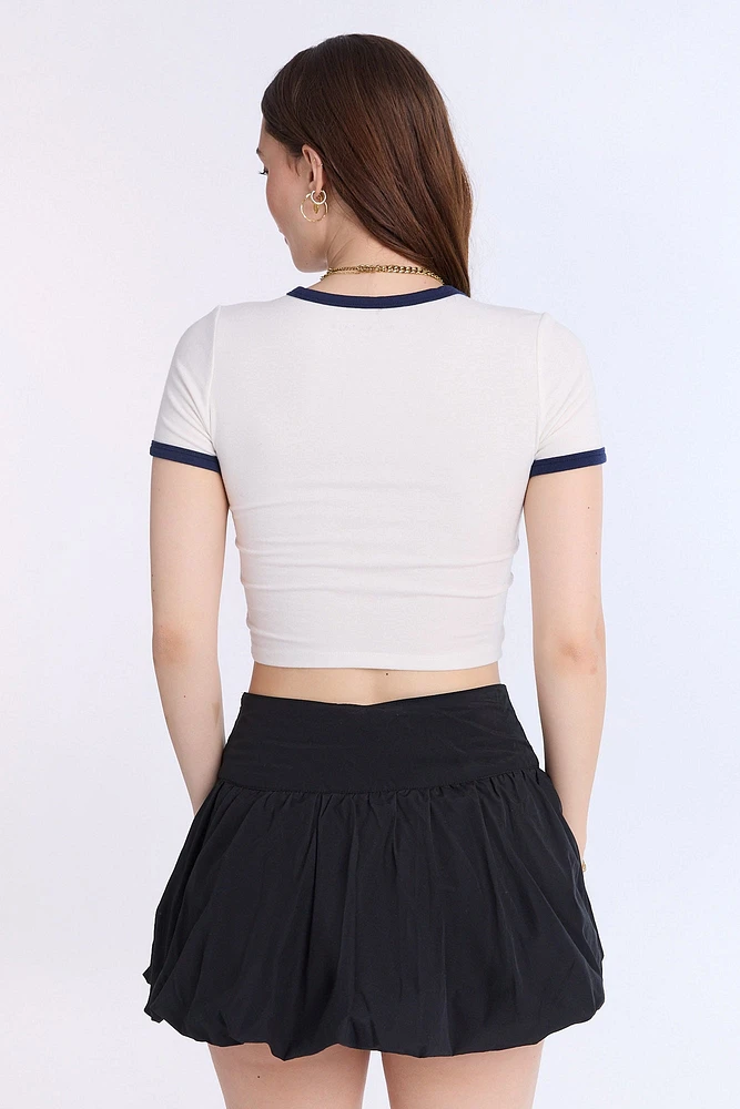 AERO Ribbed Knit Graphic Ringer Baby Tee