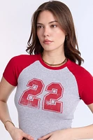 T-shirt court à manches raglan en tricot côtelé AERO