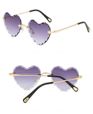 Rimless Crystal Heart Fashion Sunglasses