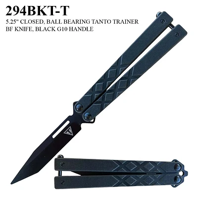 Armed Force Tactical Training Butterfly Knife Black 440C Stainless-Steel Blade/Black Stainless-Steel Handle with Black G10 Overlays SKU 294BKT-T