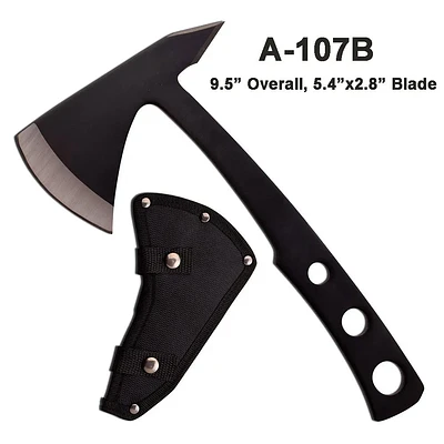 9.5" Tactical Throwing Axe w/Sheath Black Stainless-Steel SKU A-107B