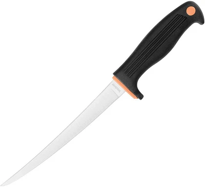 Kershaw Clearwater II Fillet Knife w/Sheath Satin Finish 420J2 Stainless-Steel Blade/Black & Orange Rubber Handle SKU KS1257