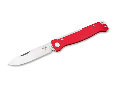 Boker Plus Atlas Slip Joint Knife Satin Finish Sandvik 12C27 Stainless-Steel Blade/Red Stainless-Steel Handle SKU 01BP0013